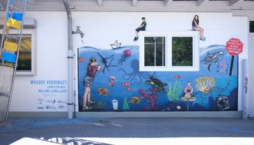 SDG 14 Leben unter Wasser Streetart am Freibad