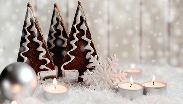 Tannenbäume, Schnee und Lichterglanz